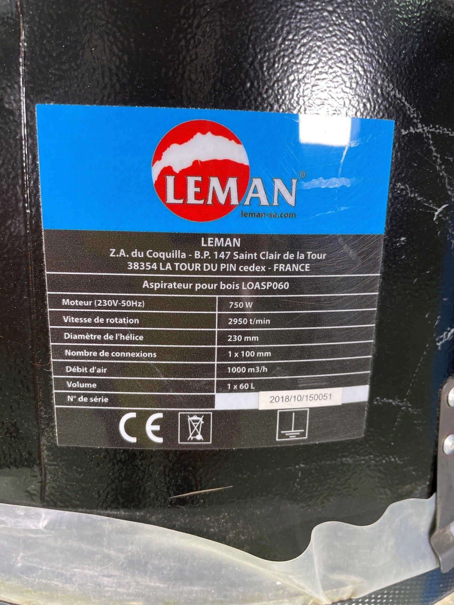 Aspirateur à copeaux d'atelier Leman LOASP060 – 60L – 750W