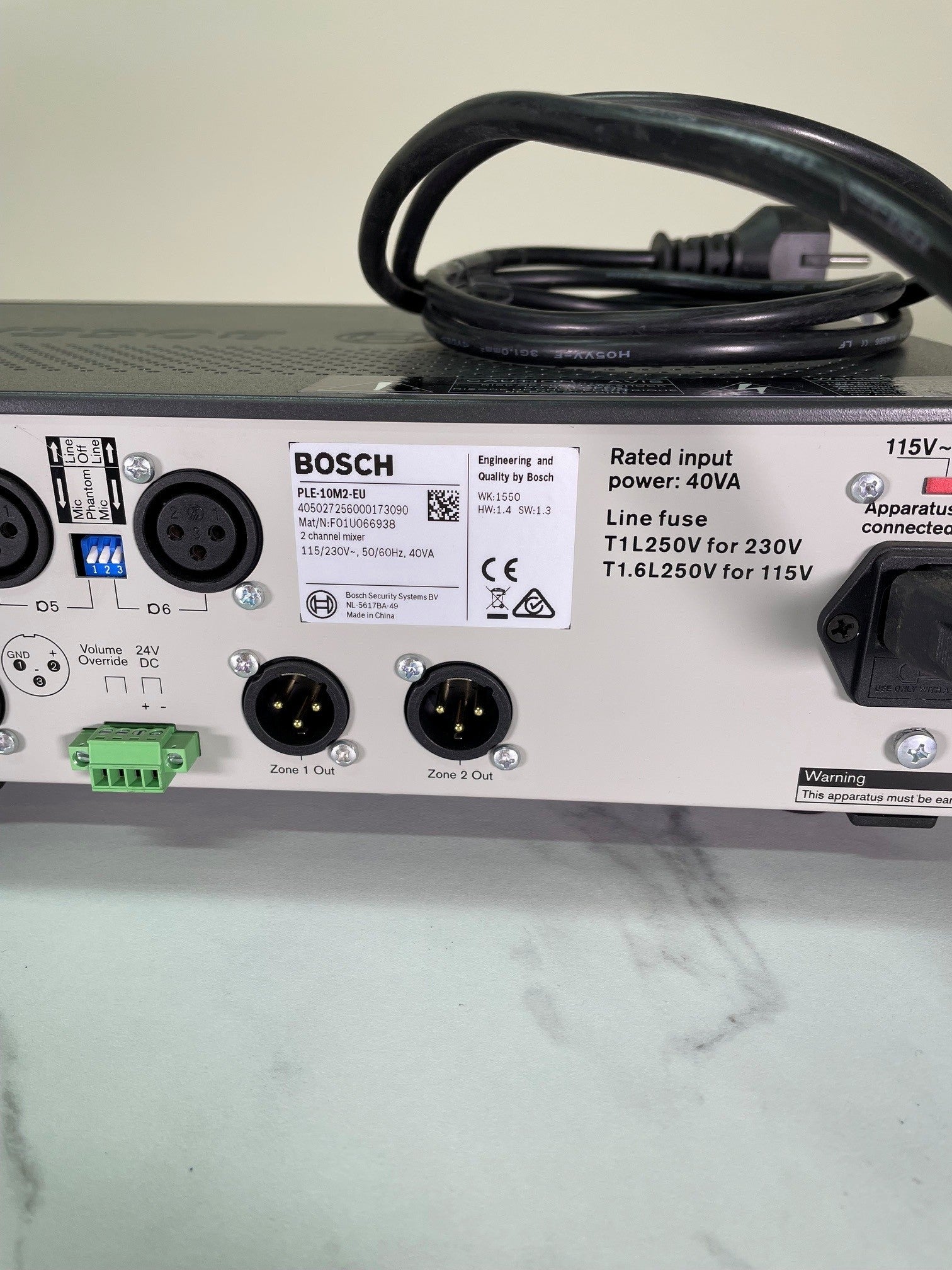 Mélangeur Bosch Plena PLE-10M2-EU – 2 zones / 6 micros / 100V