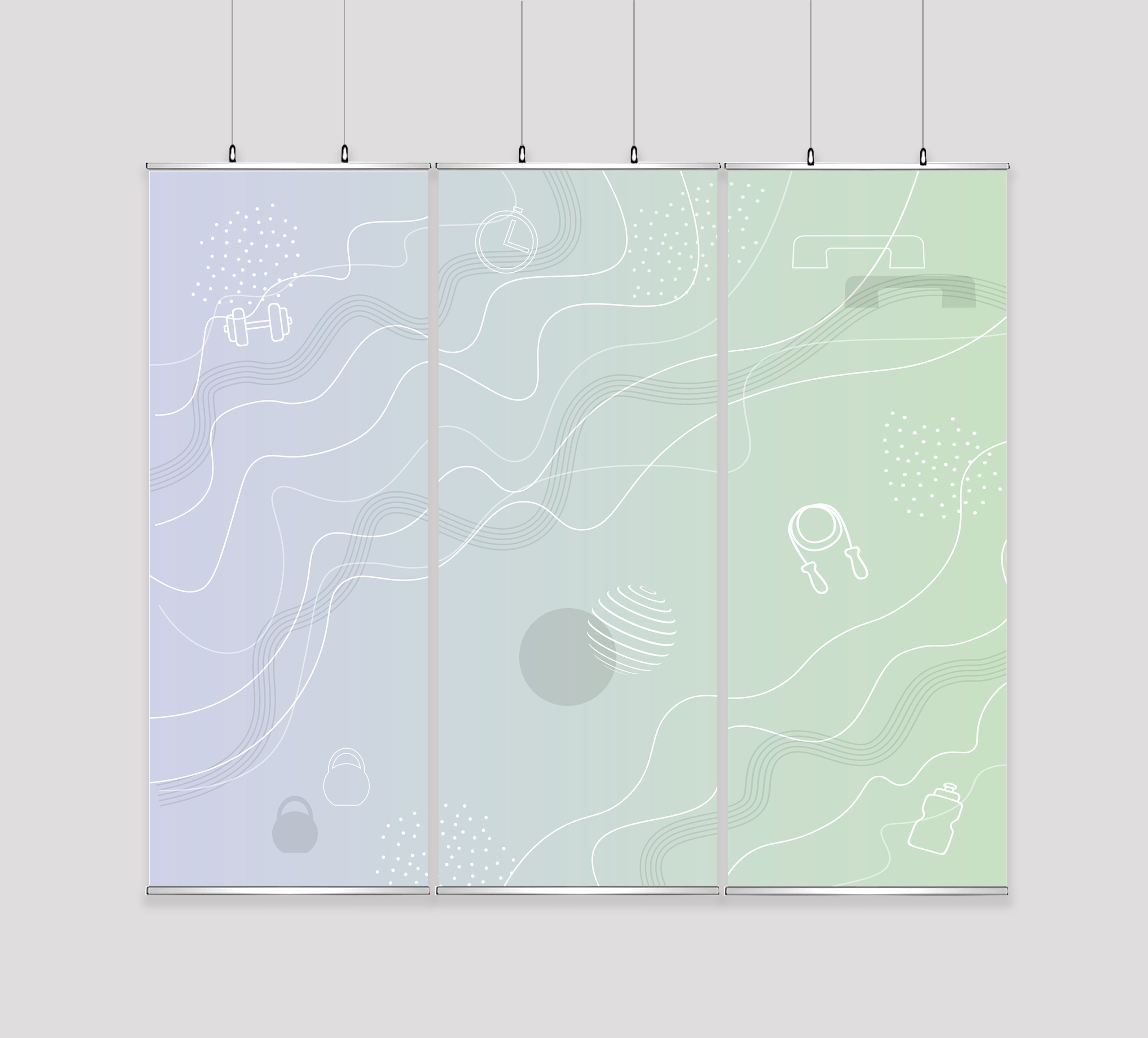 Kakémono Triptyque Suspendu — Design Funzone 1  | 255 x 220 cm