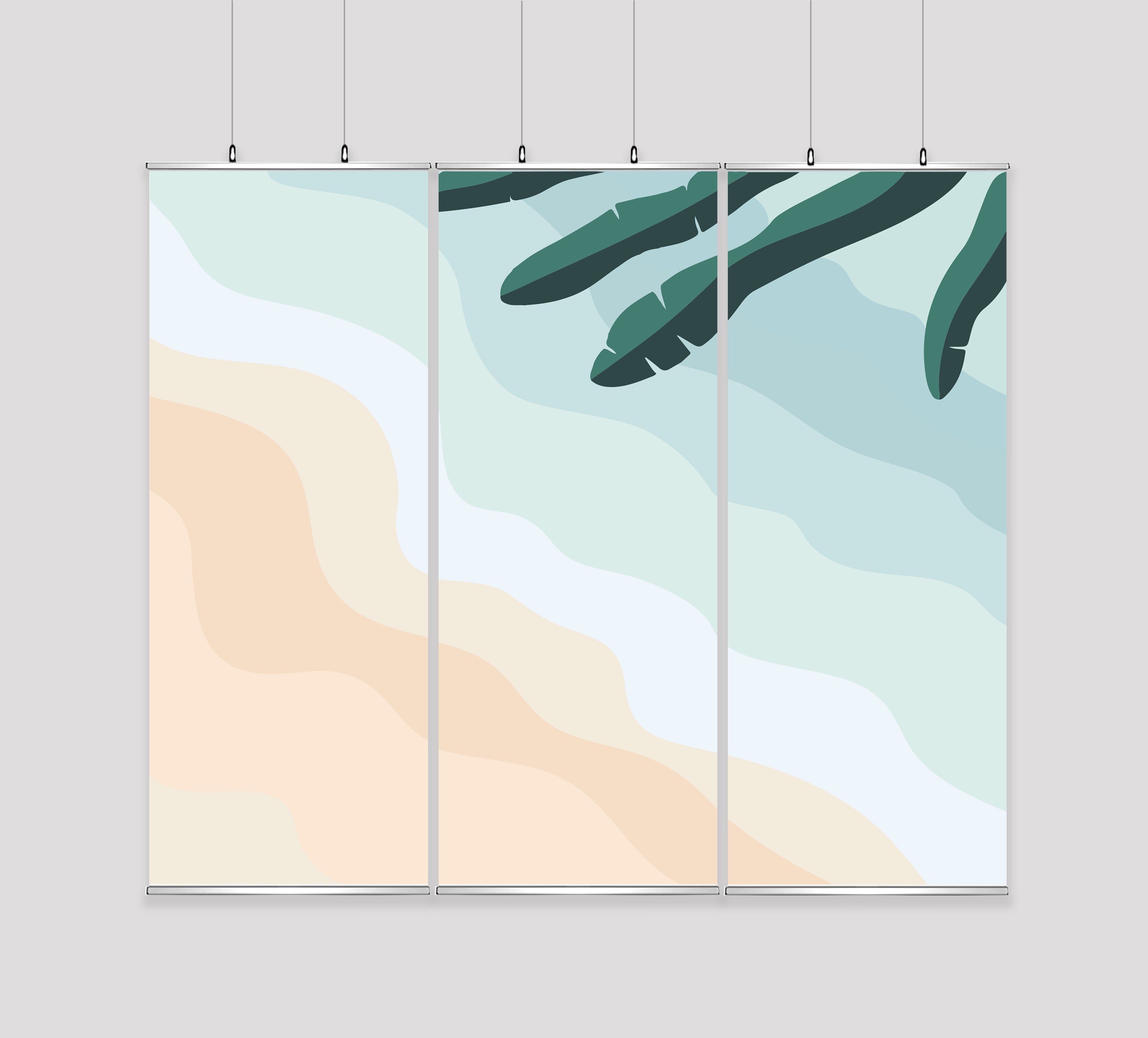 Kakémono Triptyque Suspendu — Design Plage 1 | 255 x 220 cm