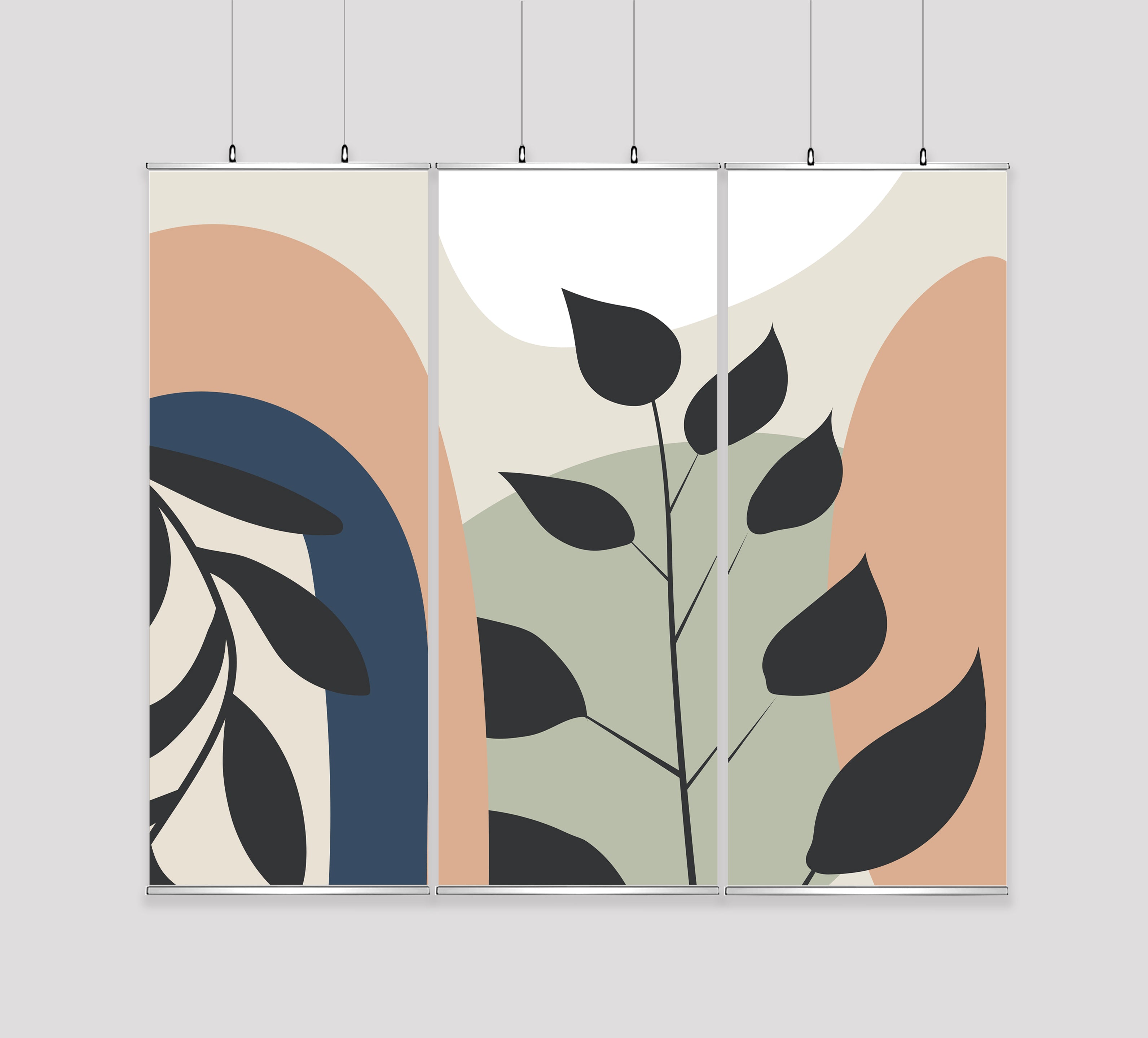 Kakémono Triptyque Suspendu — Design Jungle 1  | 255 x 220 cm