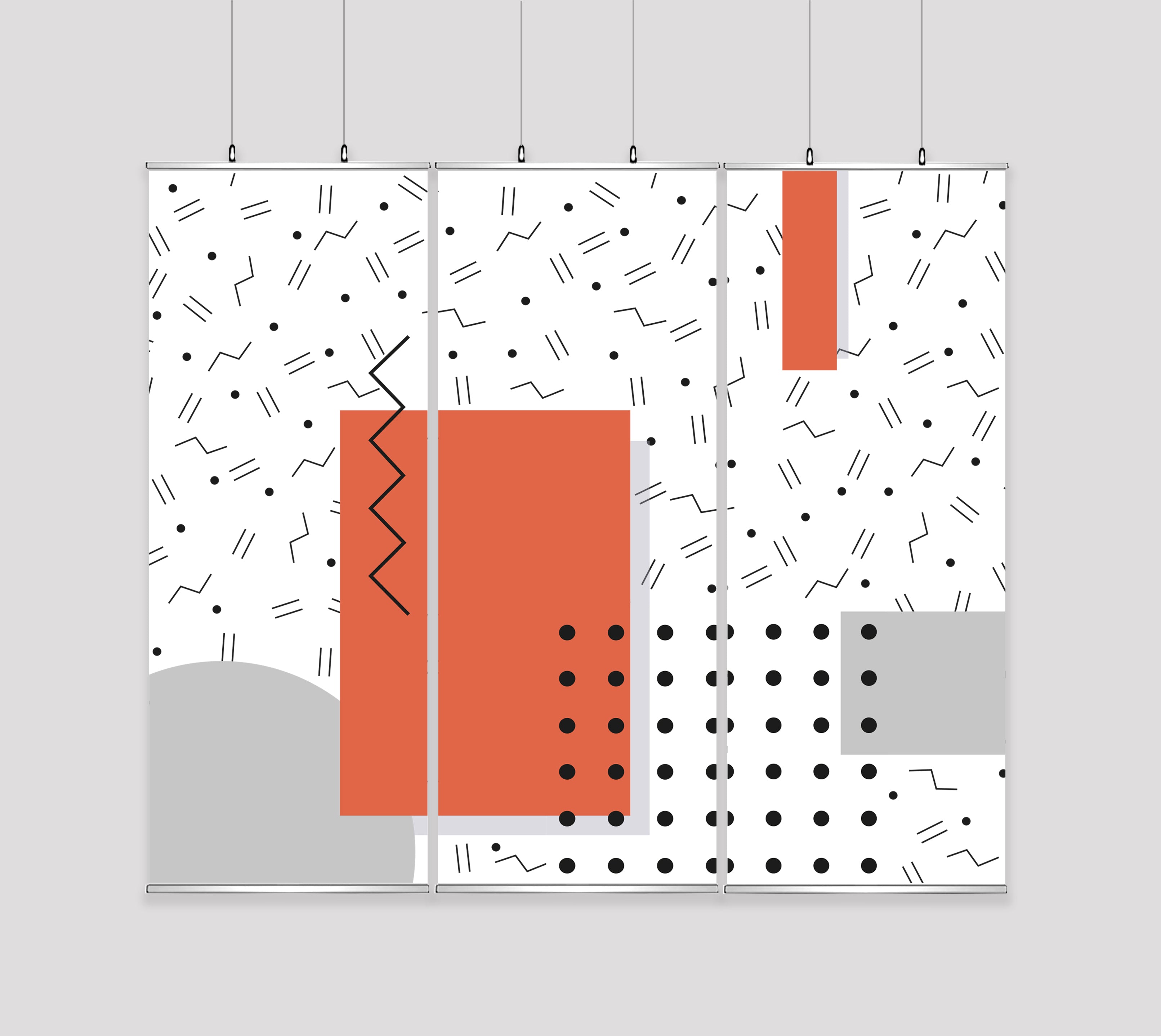 Kakémono Triptyque Suspendu — Design Graphic 3 | 255 x 220 cm