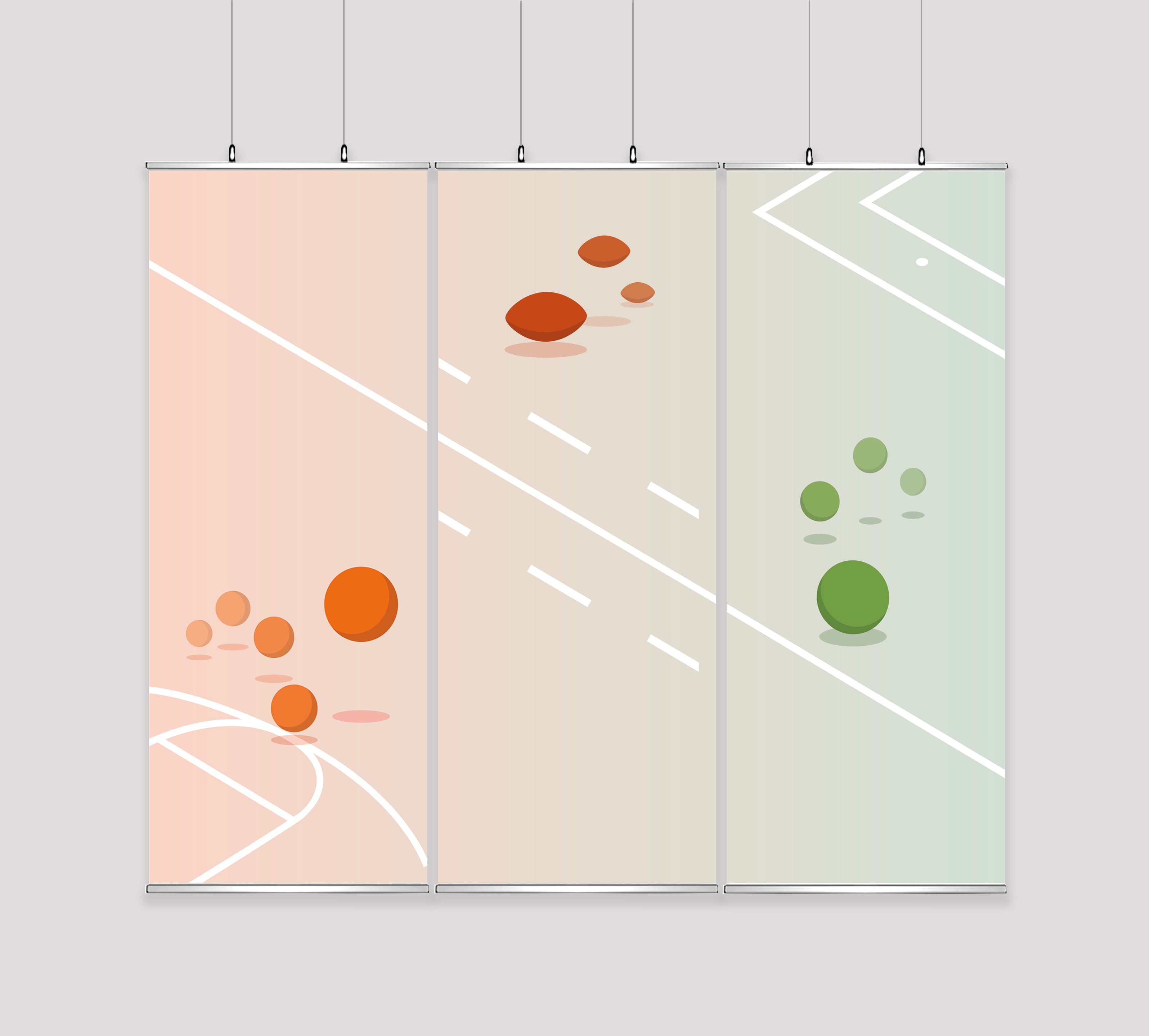 Kakémono Triptyque Suspendu — Design Funzone 3  | 255 x 220 cm