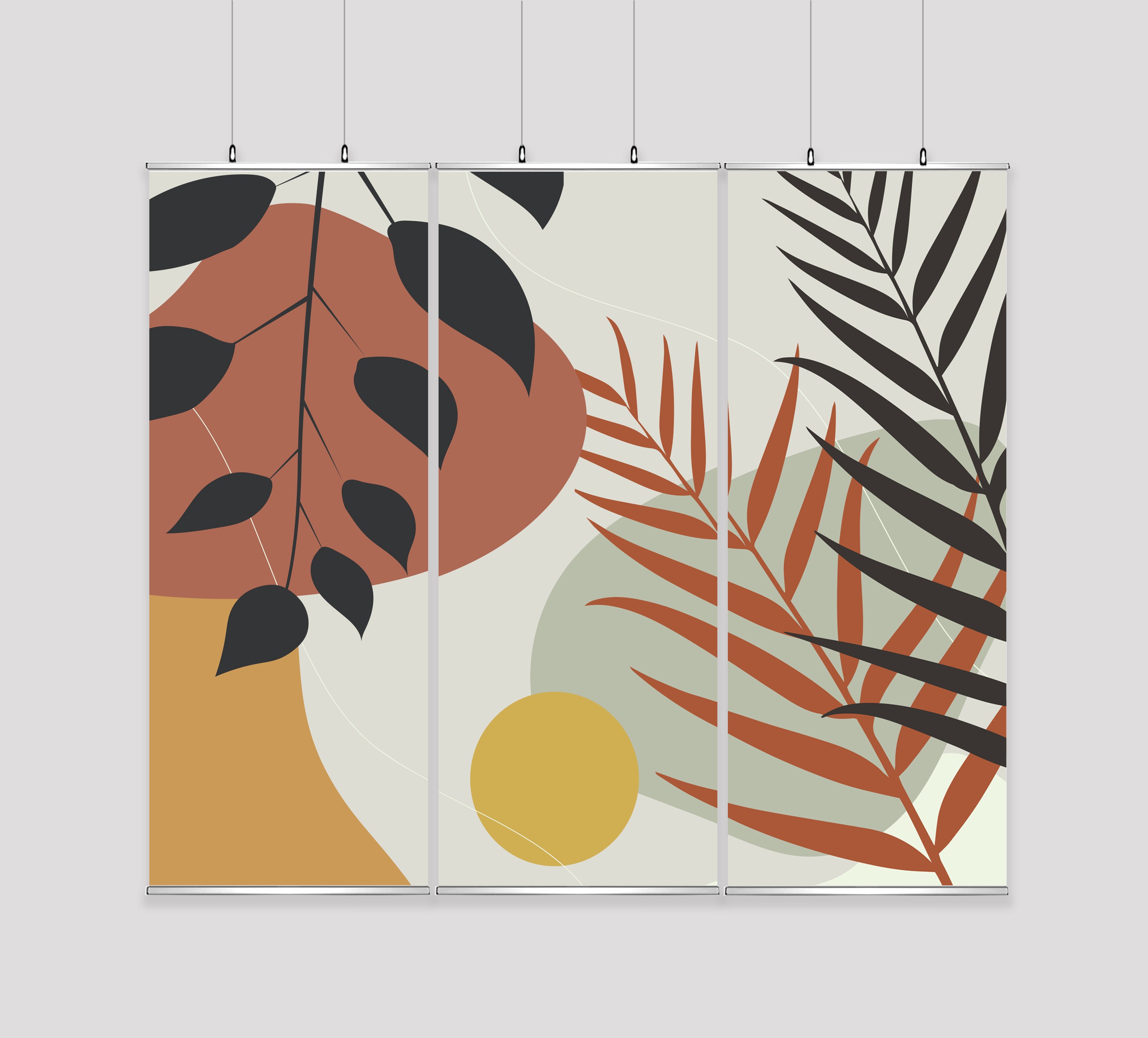 Kakémono Triptyque Suspendu — Design Jungle 3  | 255 x 220 cm