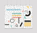 Kakémono Triptyque Suspendu — Design Memphis 2 | 255 x 220 cm