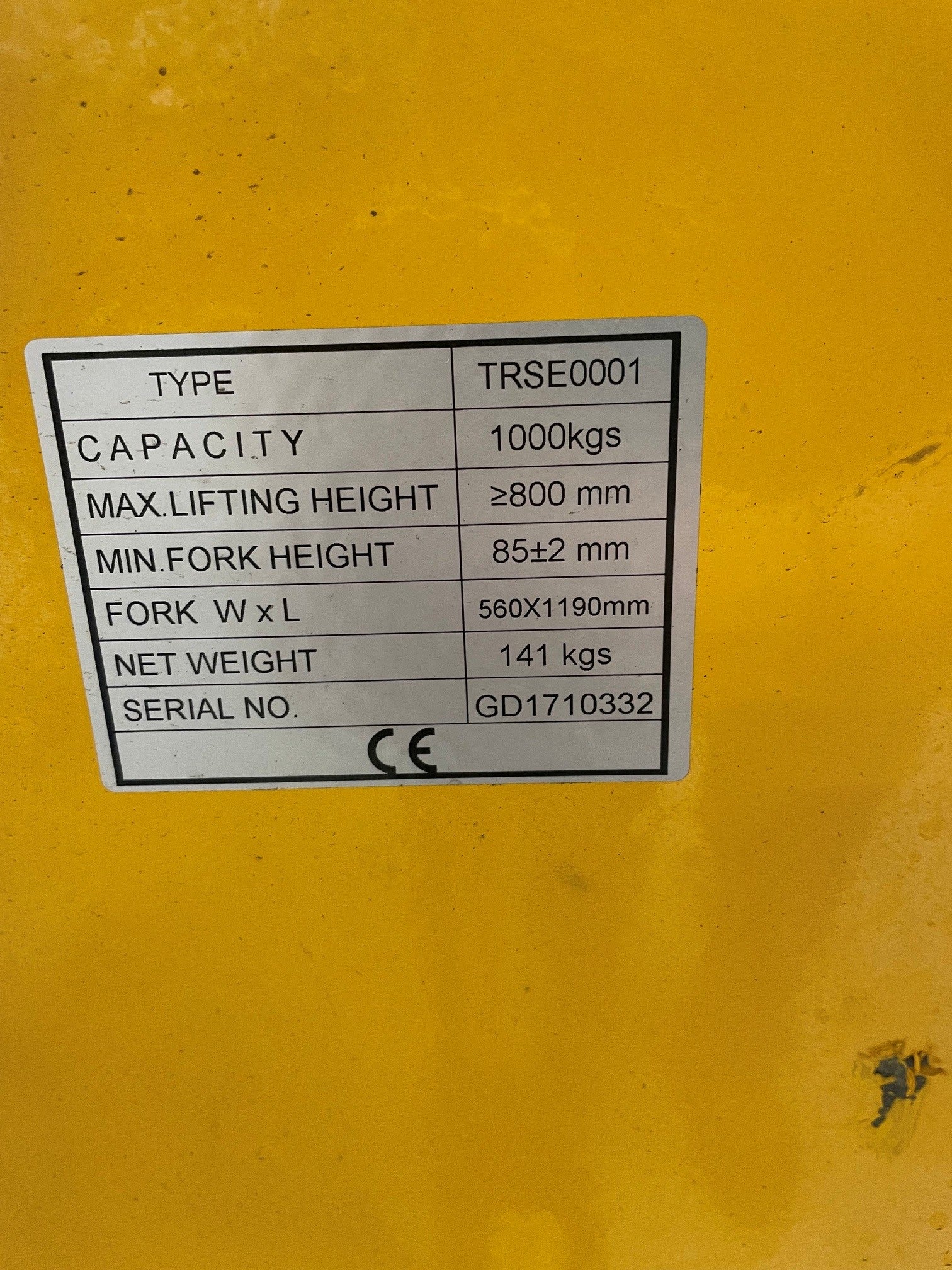Transpalette manuel à  levée électrique 1000 kg – VENDU SANS BATTERIE