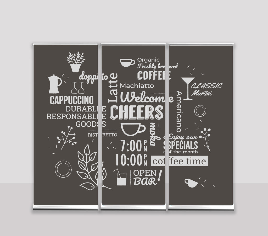 Roll-up Triptyque — Design Bistro Chic | 249 x 210 cm | Lot de 3