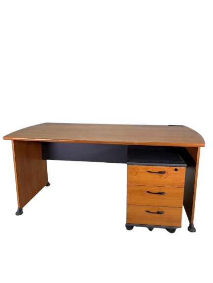 Bureau 160x80 cm avec caisson 3 tiroirs et chaise de bureau