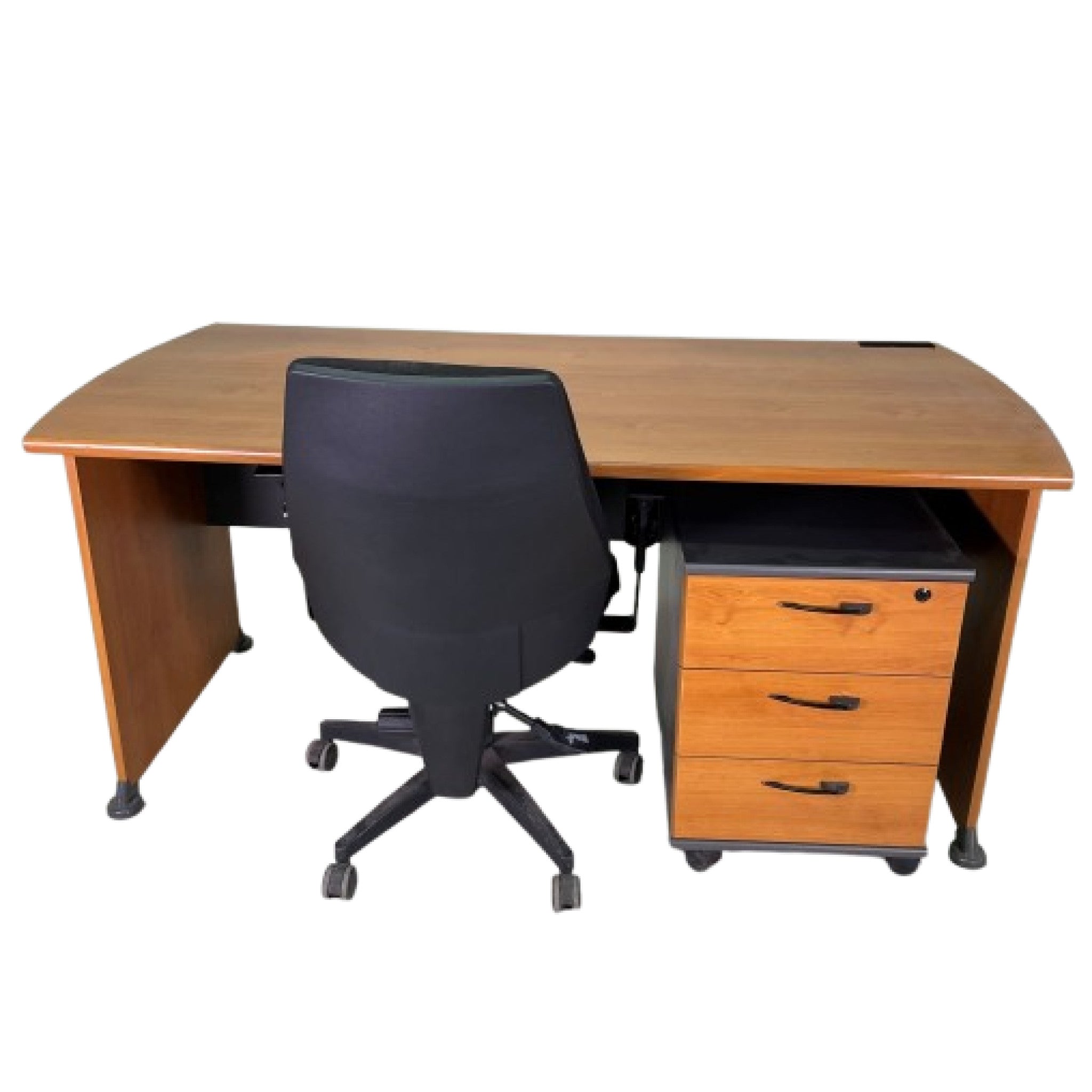 Bureau 160x80 cm avec caisson 3 tiroirs et chaise de bureau