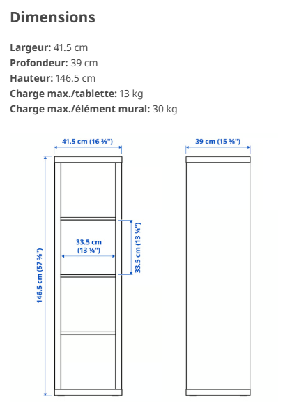Étagère modulable 42 × 147 cm