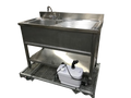 Plonge inox 1200x600mm avec 1 bac à gauche et égouttoir à droite + + pompe de relevage