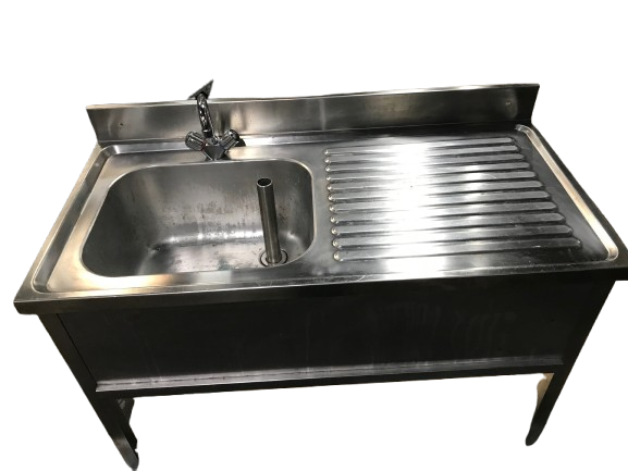 Plonge inox 1200x600mm avec 1 bac à gauche et égouttoir à droite + + pompe de relevage