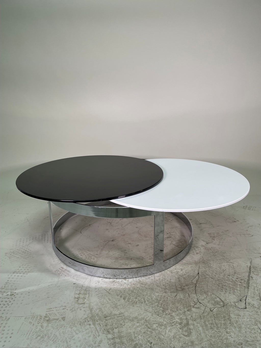 Table basse Berlin H35 dia80 + 2 Plateaux  Noir & Blanc