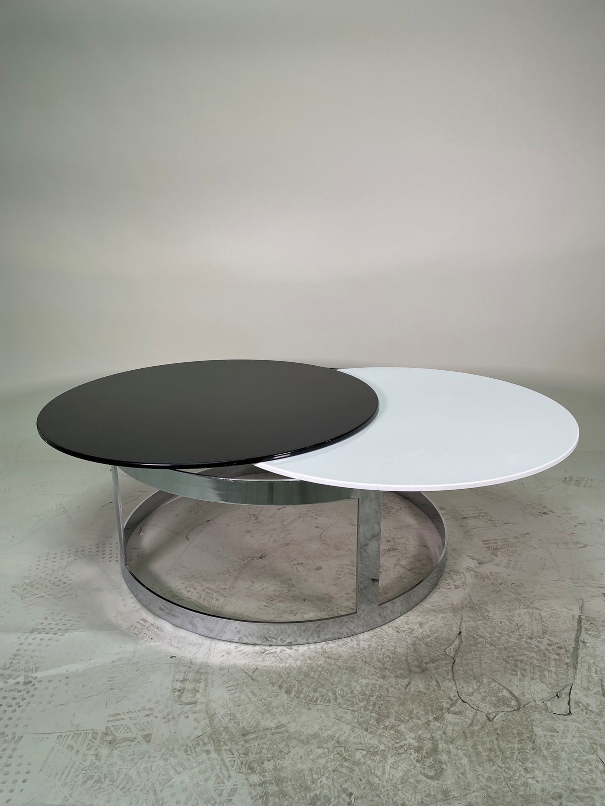 Table basse Berlin H35 dia80 + 2 Plateaux  Noir & Blanc