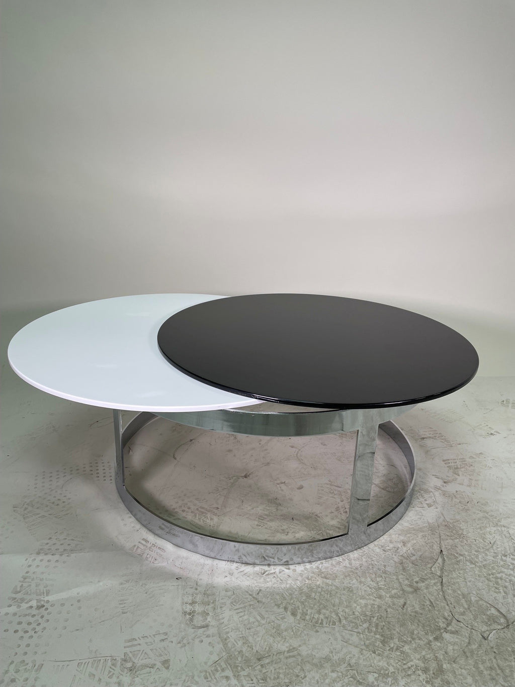 Table basse Berlin H35 dia80 + 2 Plateaux  Noir & Blanc