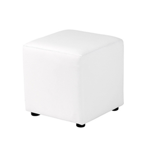 Pouf carré 40 cuir blanc        