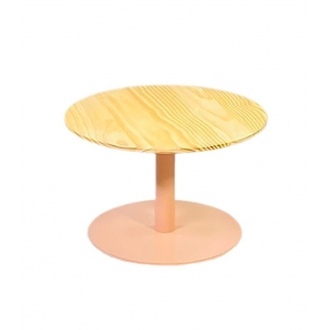 Table basse Kamino rose poudré/bois H 35cm
