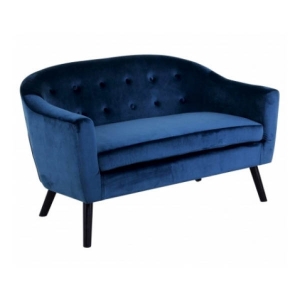 Canapé scandinave velours bleu 2 places