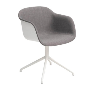 Chaise fiber bi matiere gris / blanc