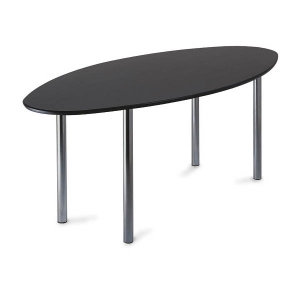 Table dauphine pieds chrome plateau noir oval
